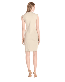 Anne Klein Women's Cap Sleeve Asymmetrical Neck Ruffle Dress